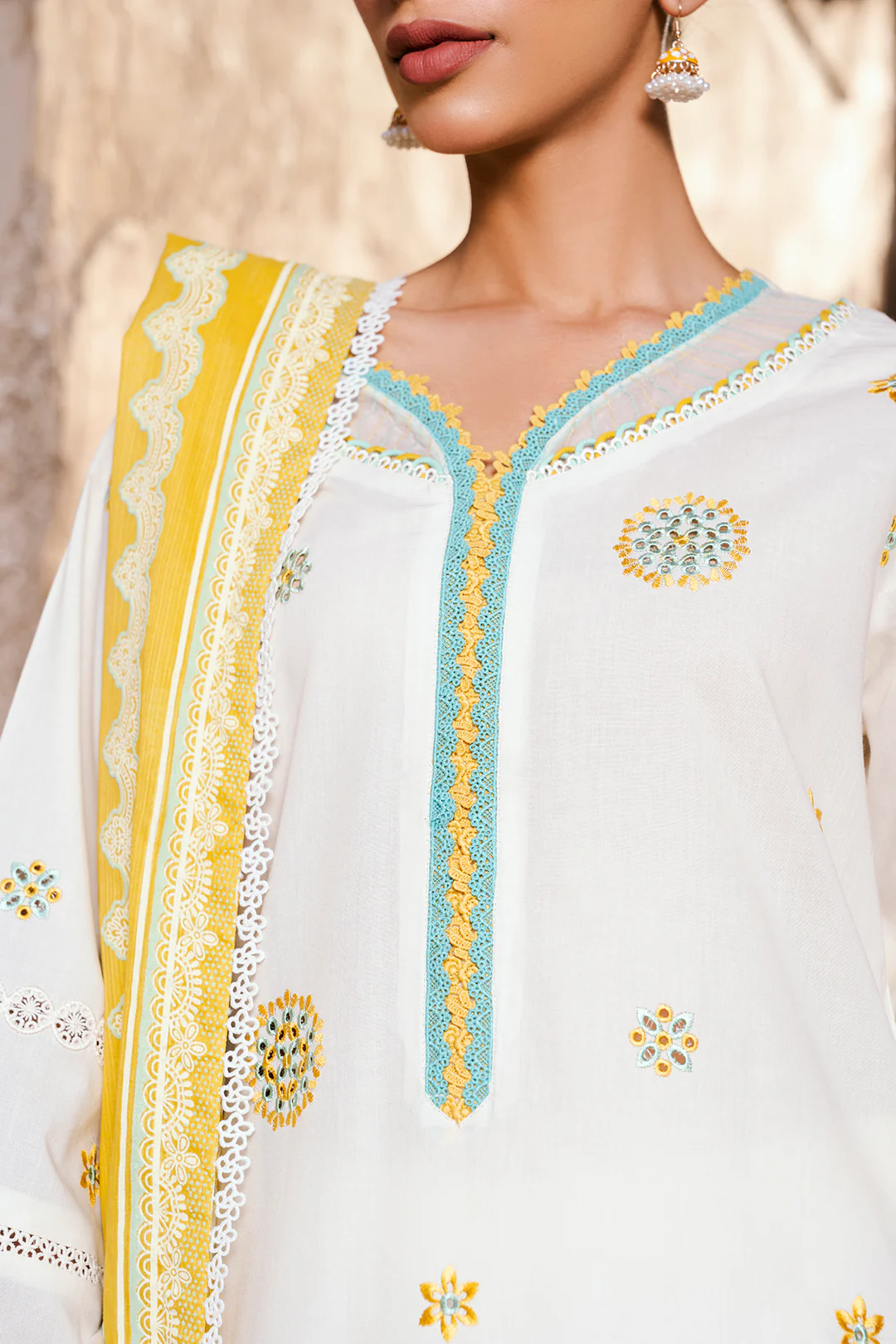 Embroidered Shirt Shalwar Dupatta - 0804 - Image 6