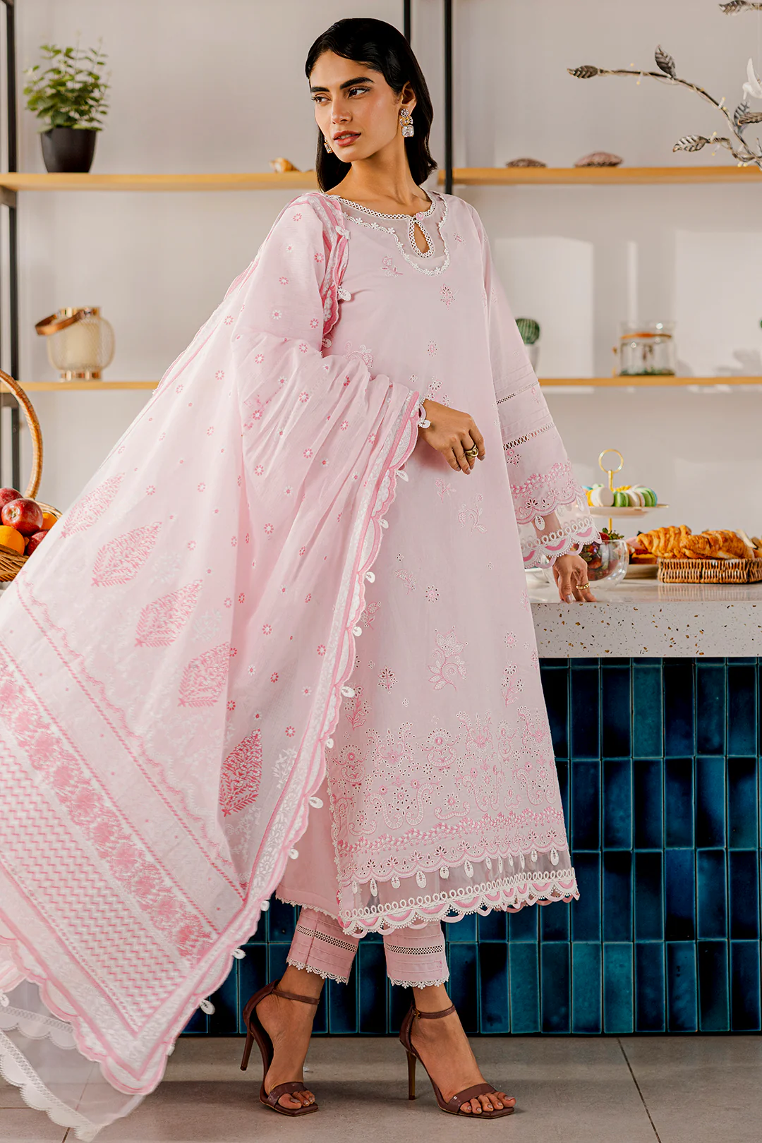 Embroidered Shirt Shalwar Dupatta - 0807 - Image 6