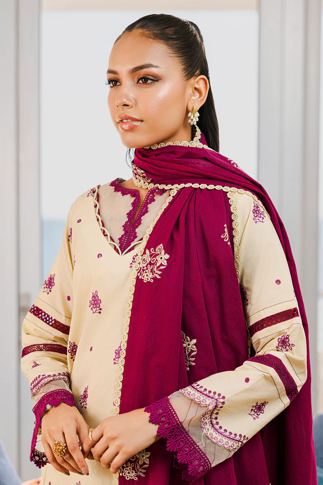 Embroidered Shirt Shalwar Dupatta - 0808 - Image 4