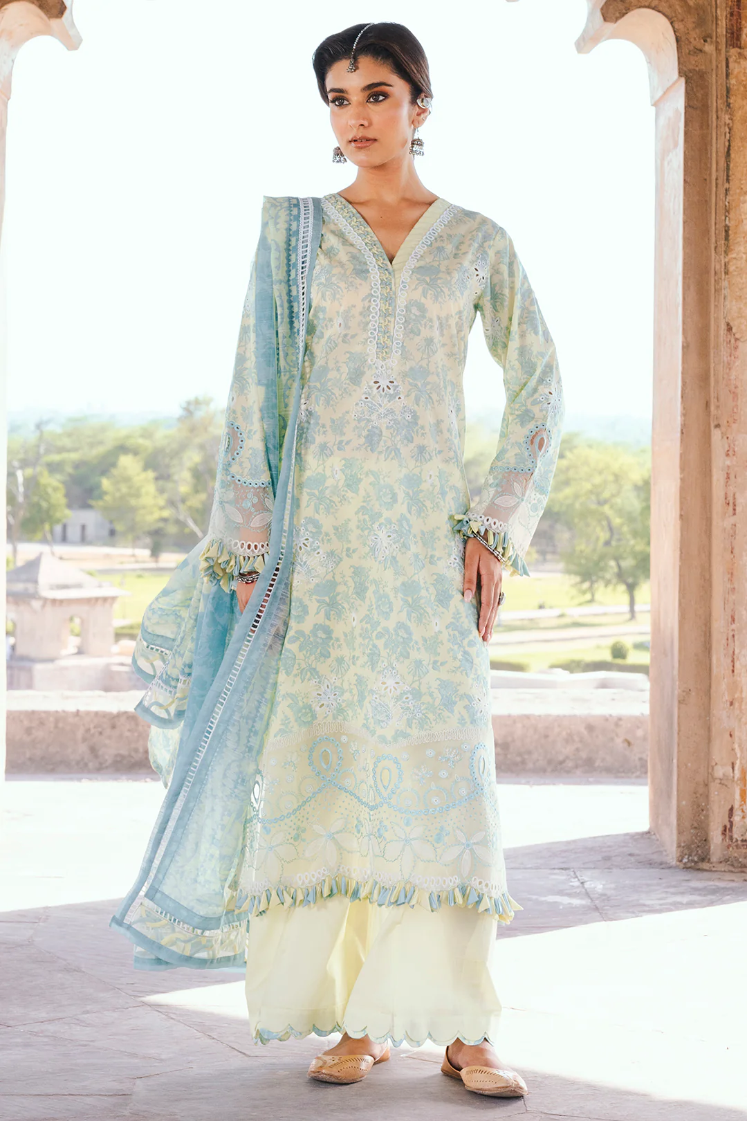 Embroidered Shirt Shalwar Dupatta - 0809 - Image 3