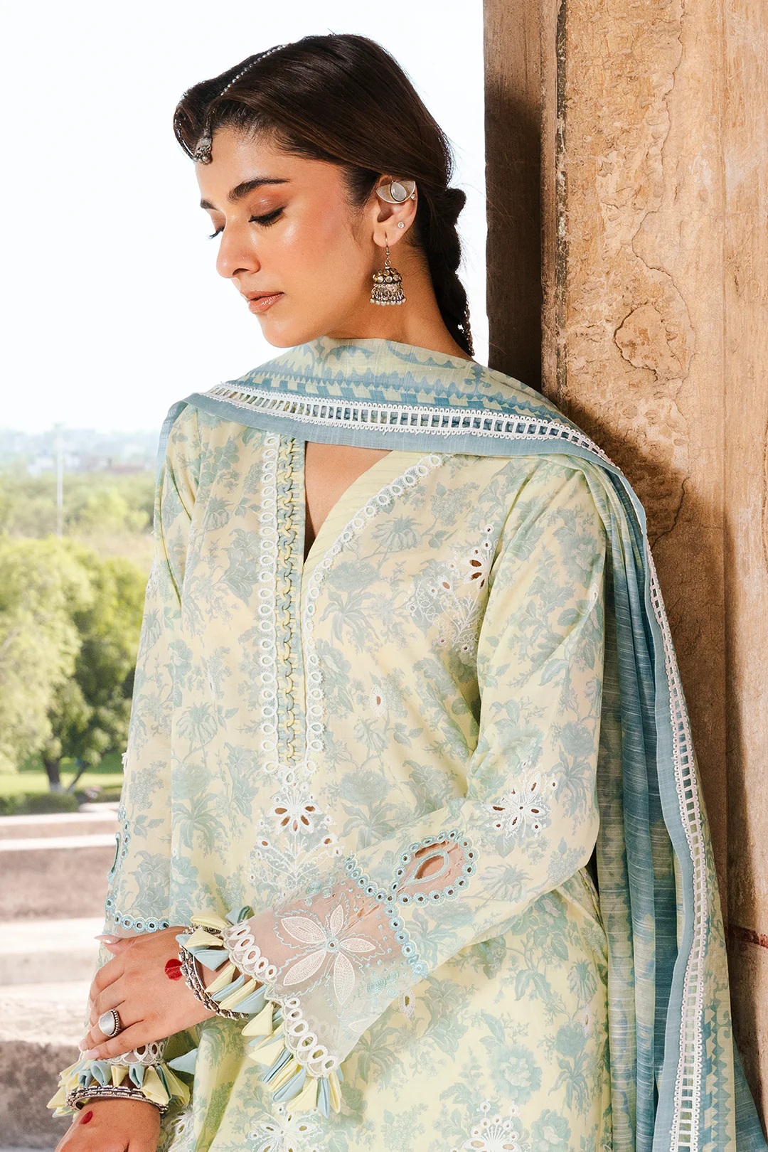 Embroidered Shirt Shalwar Dupatta - 0809 - Image 4