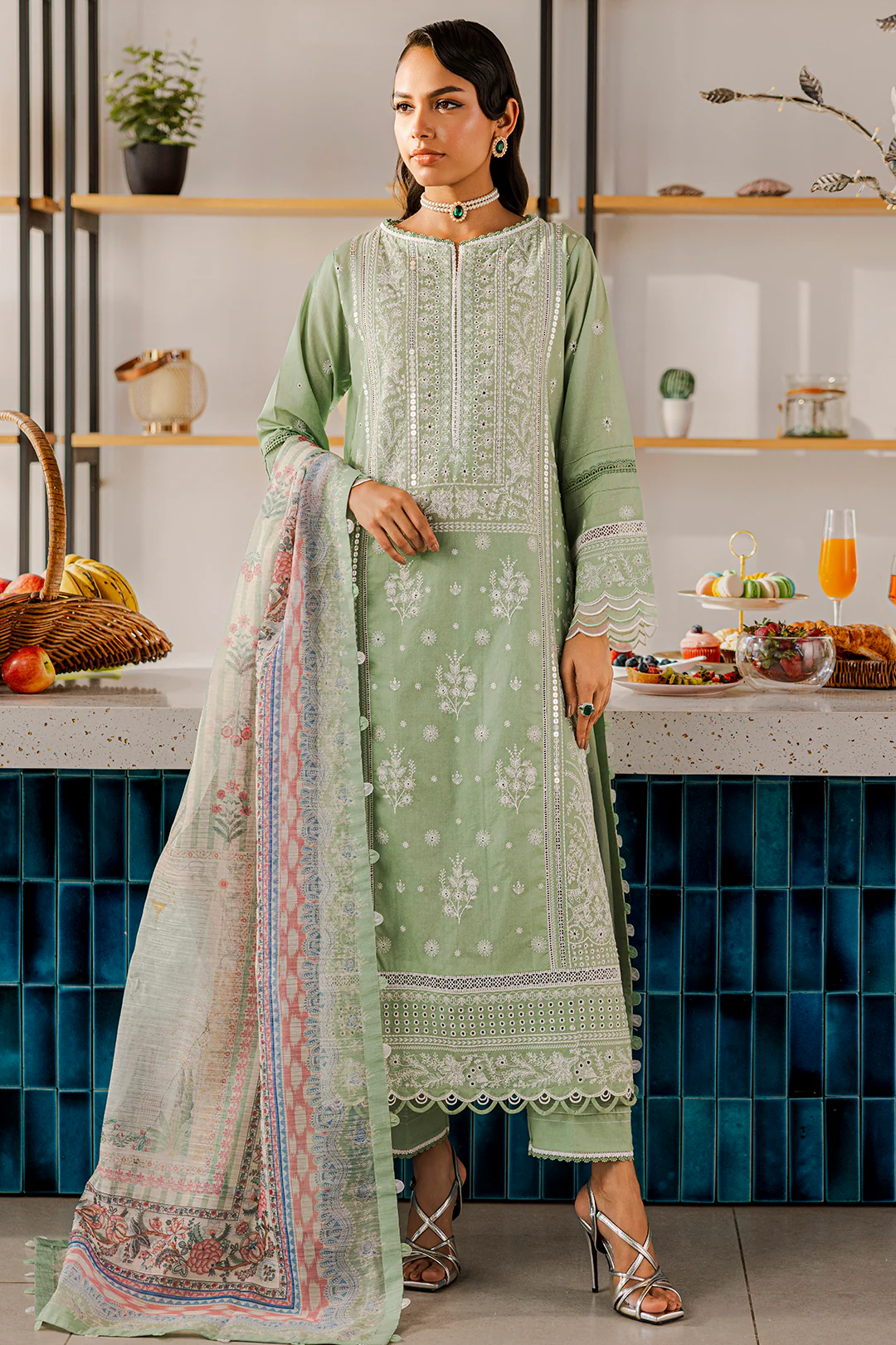Embroidered Shirt Shalwar Dupatta - 0812 - Image 5