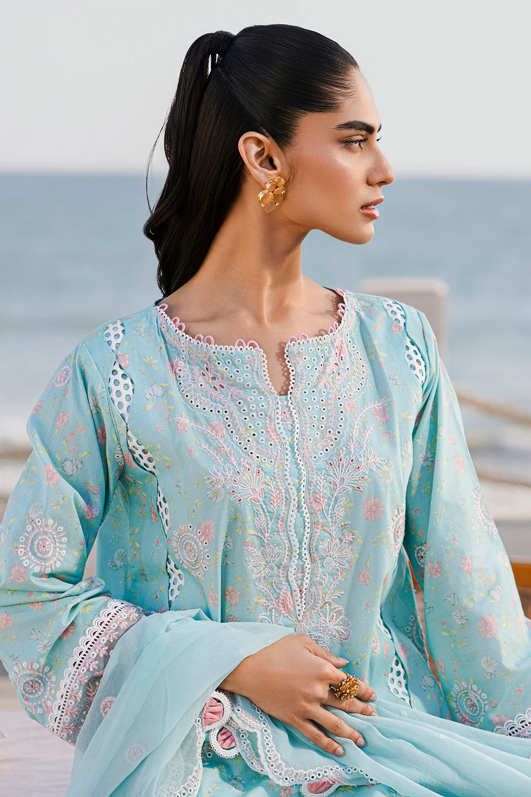 Embroidered Shirt Shalwar Dupatta - 0813 - Image 2