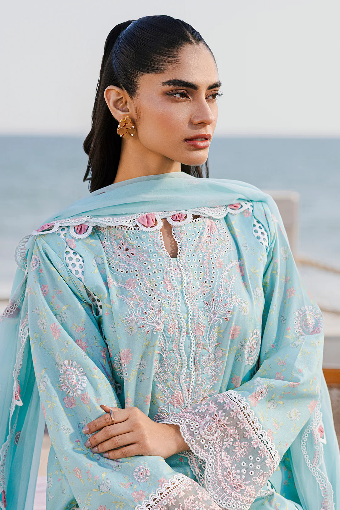 Embroidered Shirt Shalwar Dupatta - 0813 - Image 3