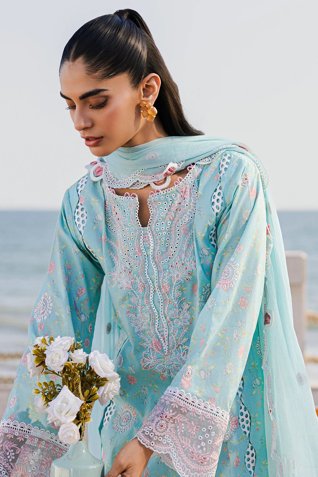 Embroidered Shirt Shalwar Dupatta - 0813 - Image 9