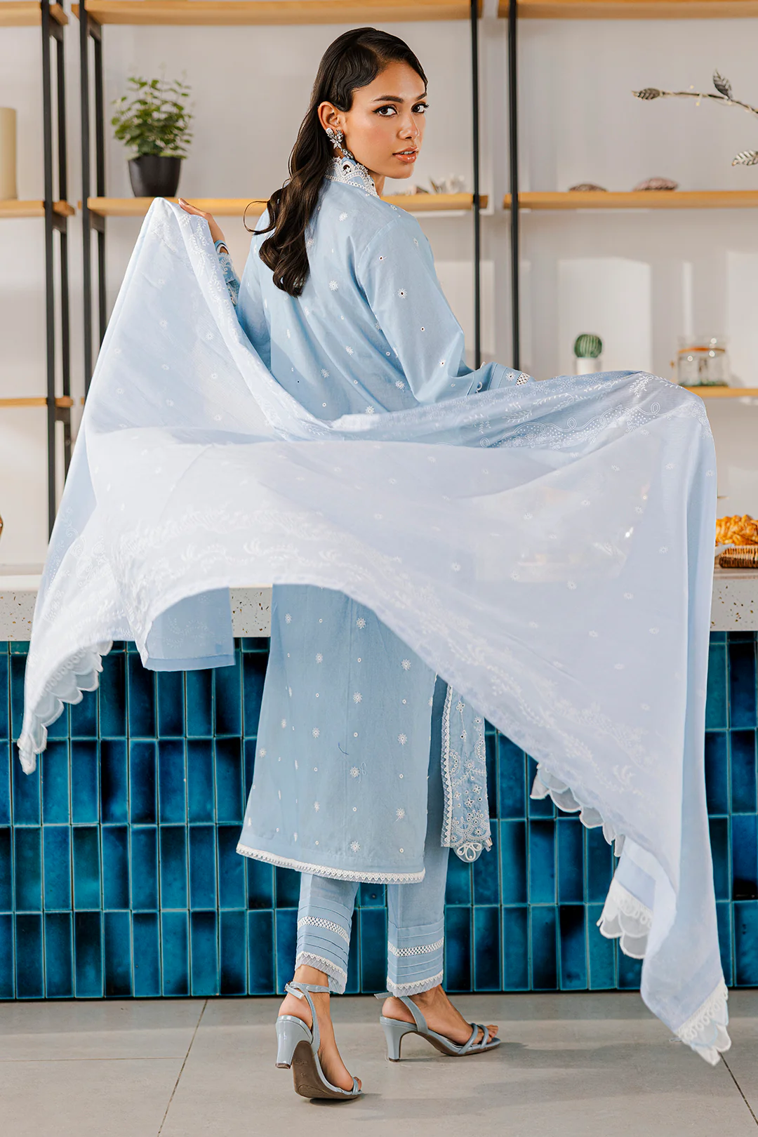 Embroidered Shirt Shalwar Dupatta - 0814 - Image 21