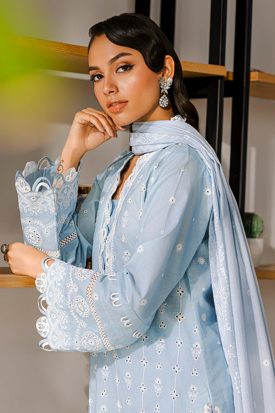 Embroidered Shirt Shalwar Dupatta - 0814 - Image 3