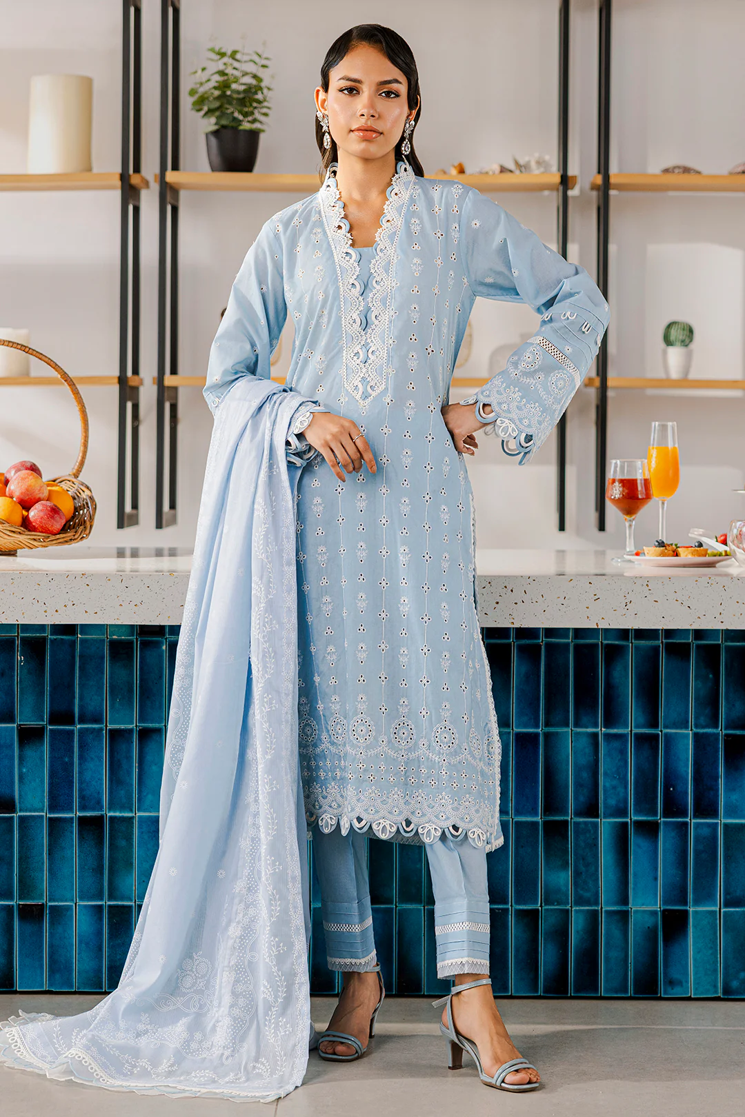 Embroidered Shirt Shalwar Dupatta - 0814 - Image 4