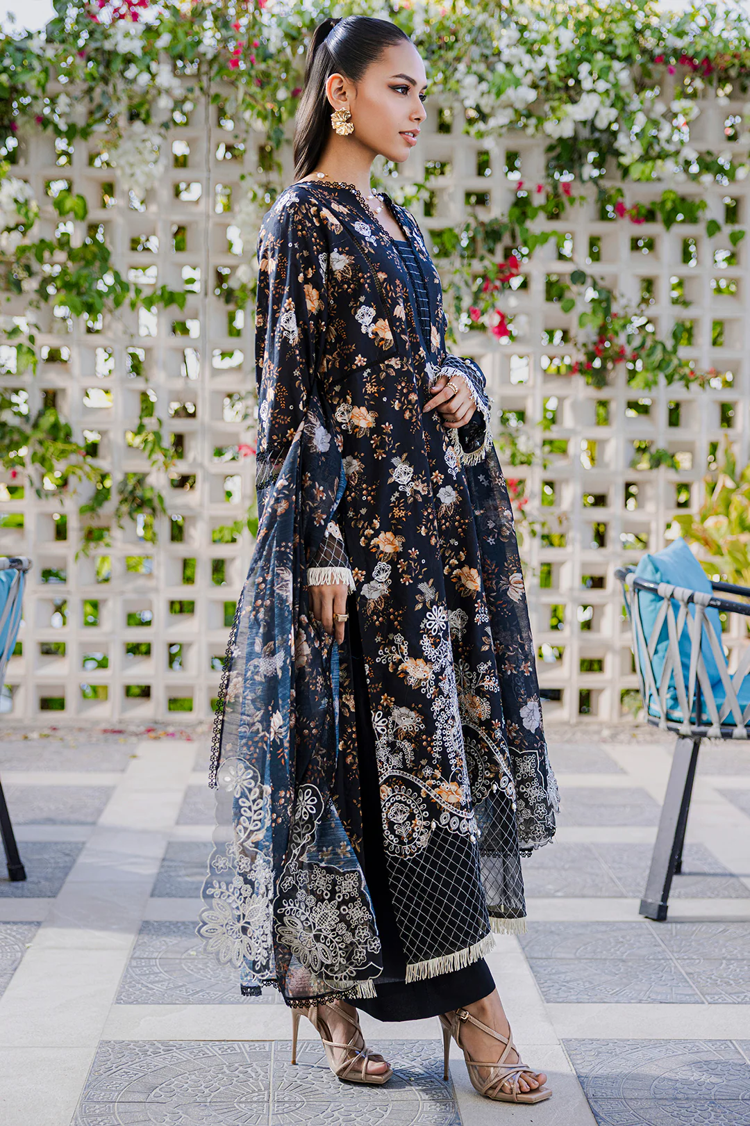 Embroidered Shirt Shalwar Dupatta - 0816 - Image 5