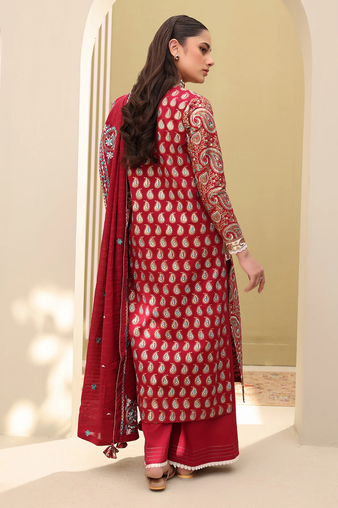 Embroidered Shirt Shalwar Dupatta - 0817 - Image 10