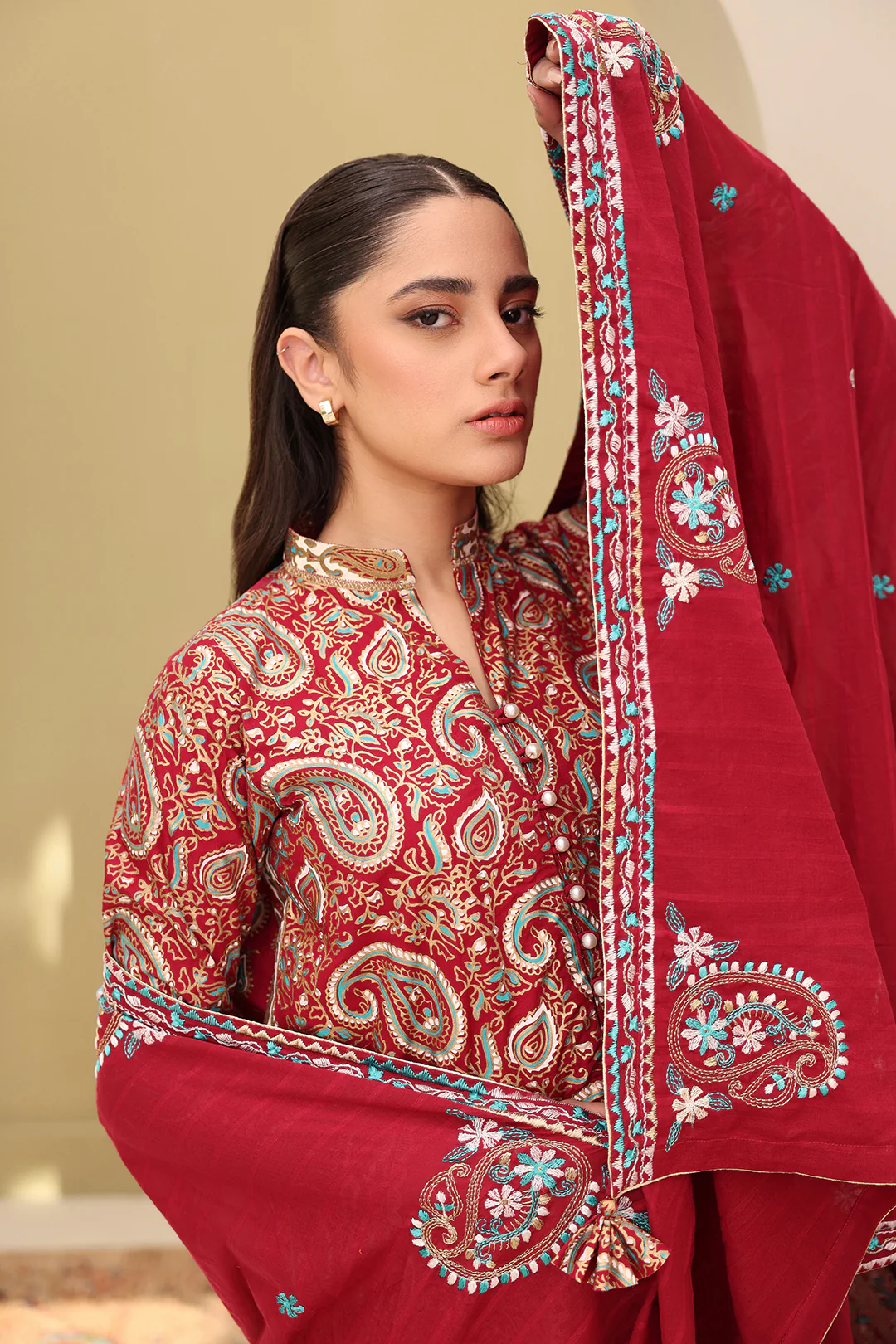 Embroidered Shirt Shalwar Dupatta - 0817 - Image 7