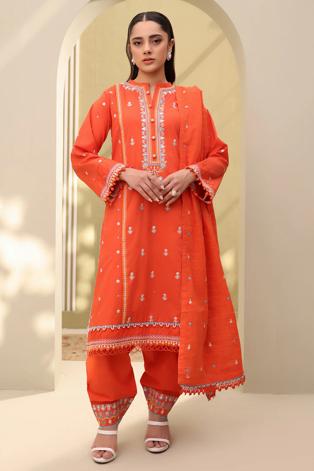 Embroidered Shirt Shalwar Dupatta - 0818 - Image 5