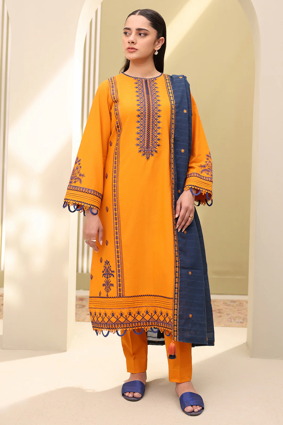 Embroidered Shirt Shalwar Dupatta - 0820 - Image 2