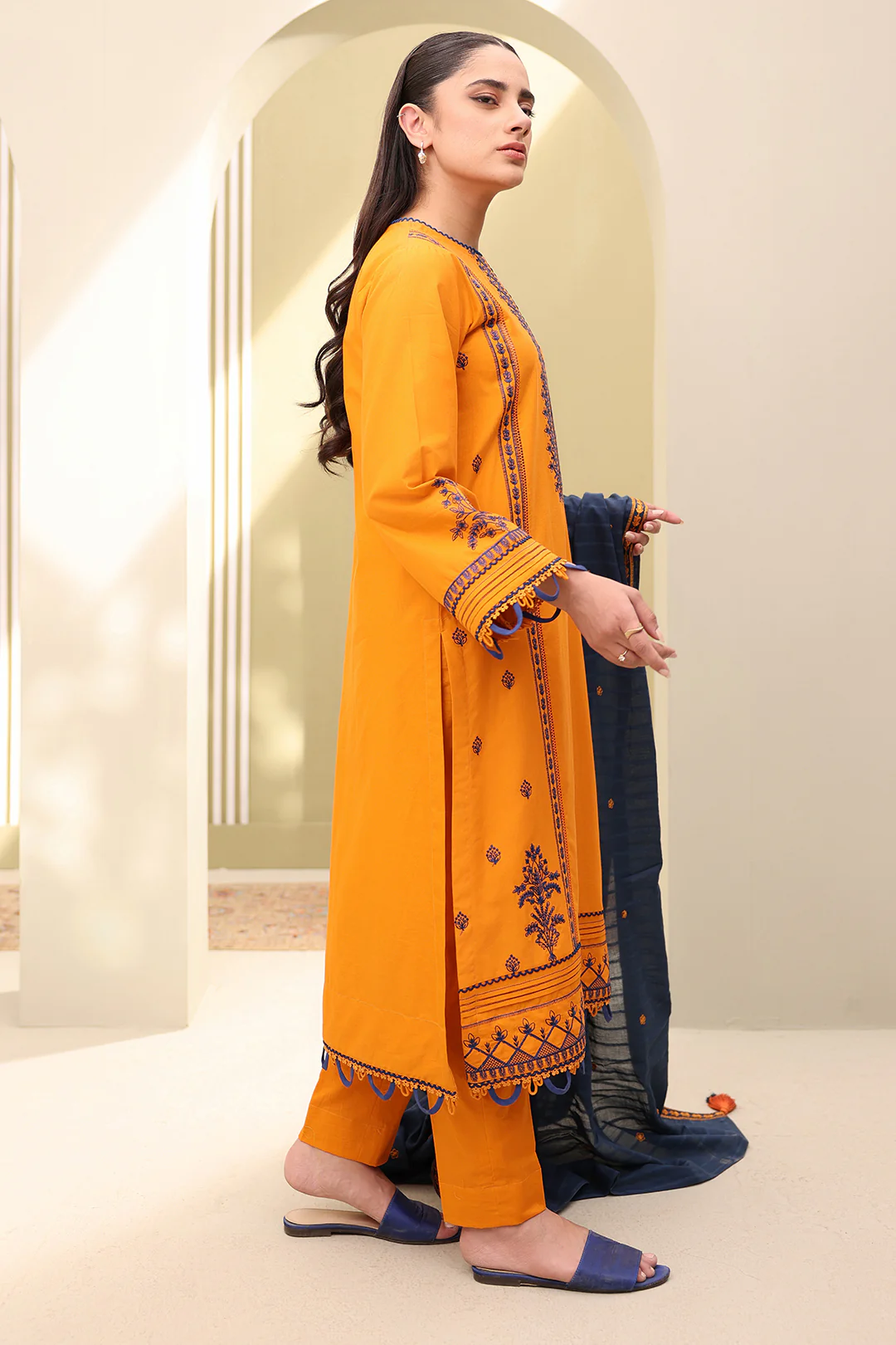 Embroidered Shirt Shalwar Dupatta - 0820 - Image 6