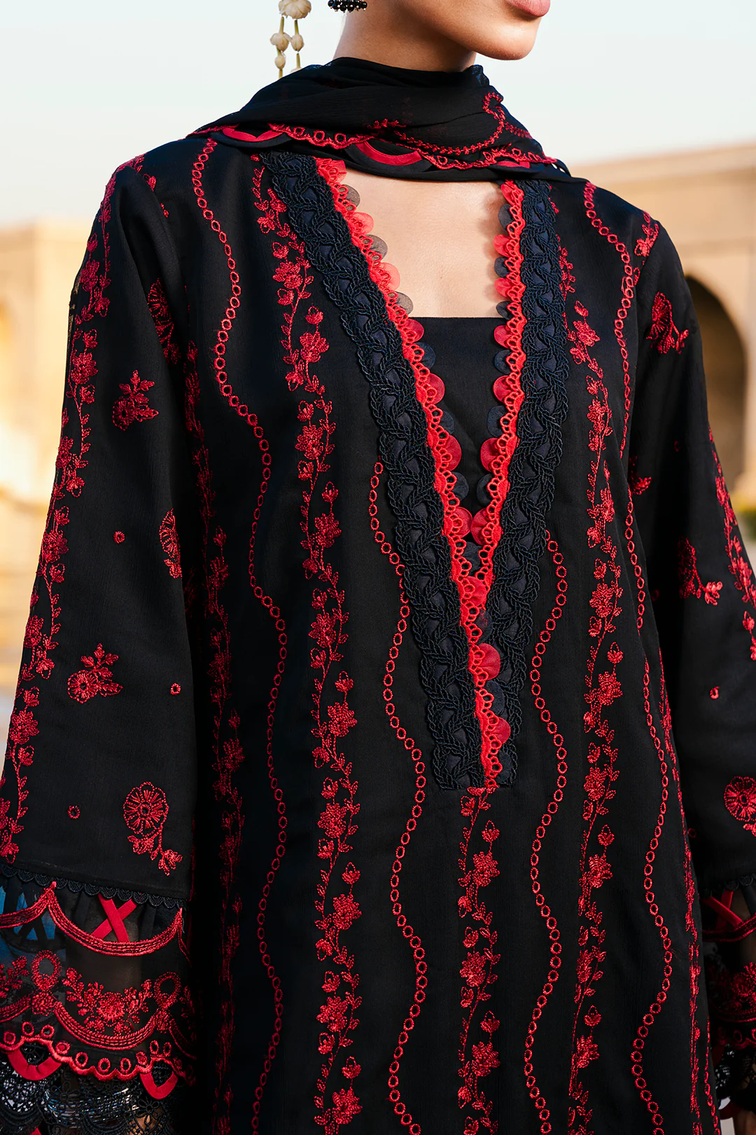 Embroidered Shirt Shalwar Dupatta - 0822 - Image 10