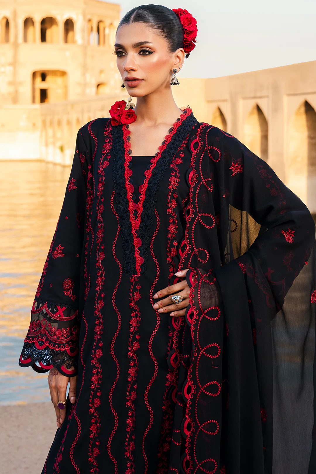Embroidered Shirt Shalwar Dupatta - 0822 - Image 2