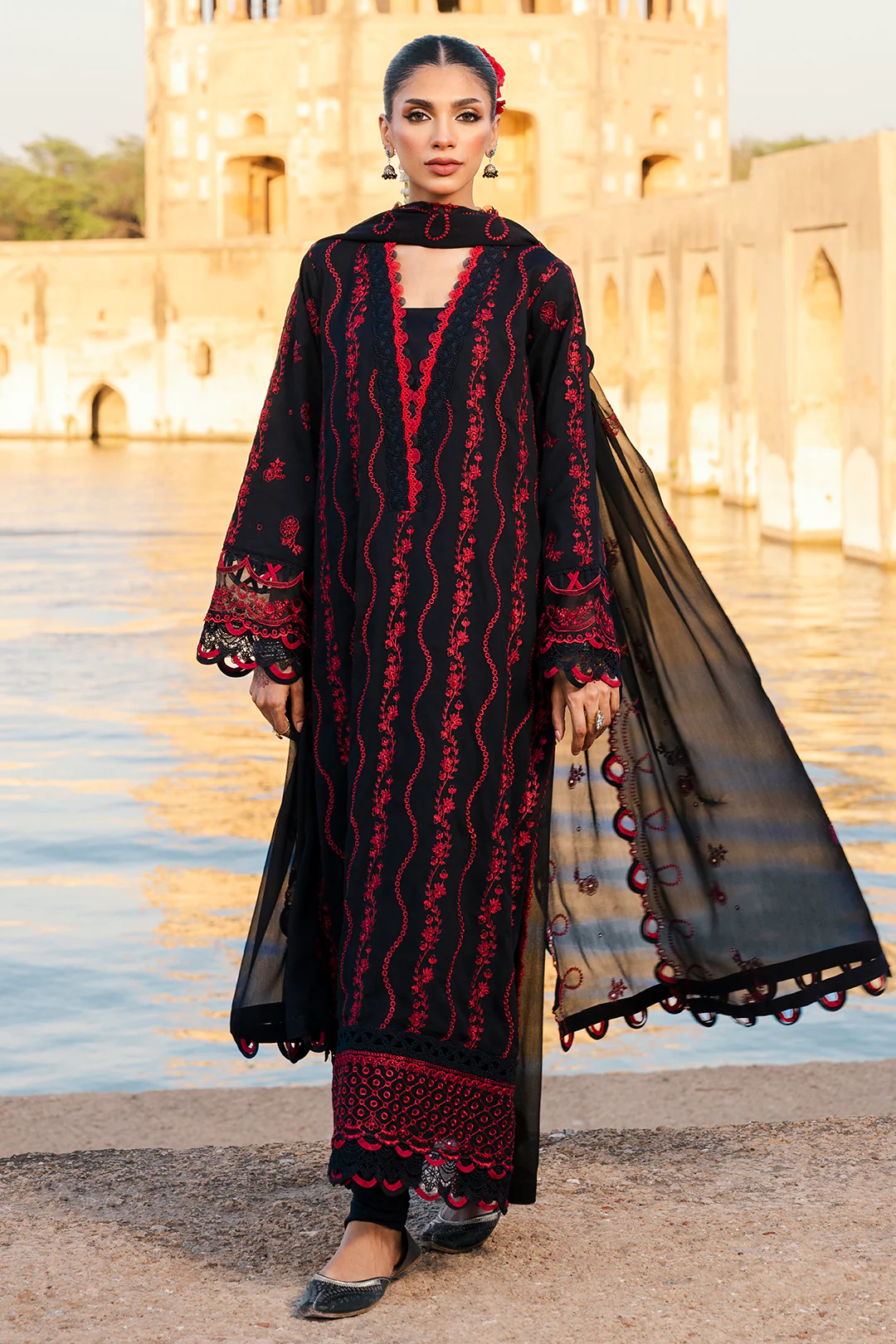Embroidered Shirt Shalwar Dupatta - 0822 - Image 3