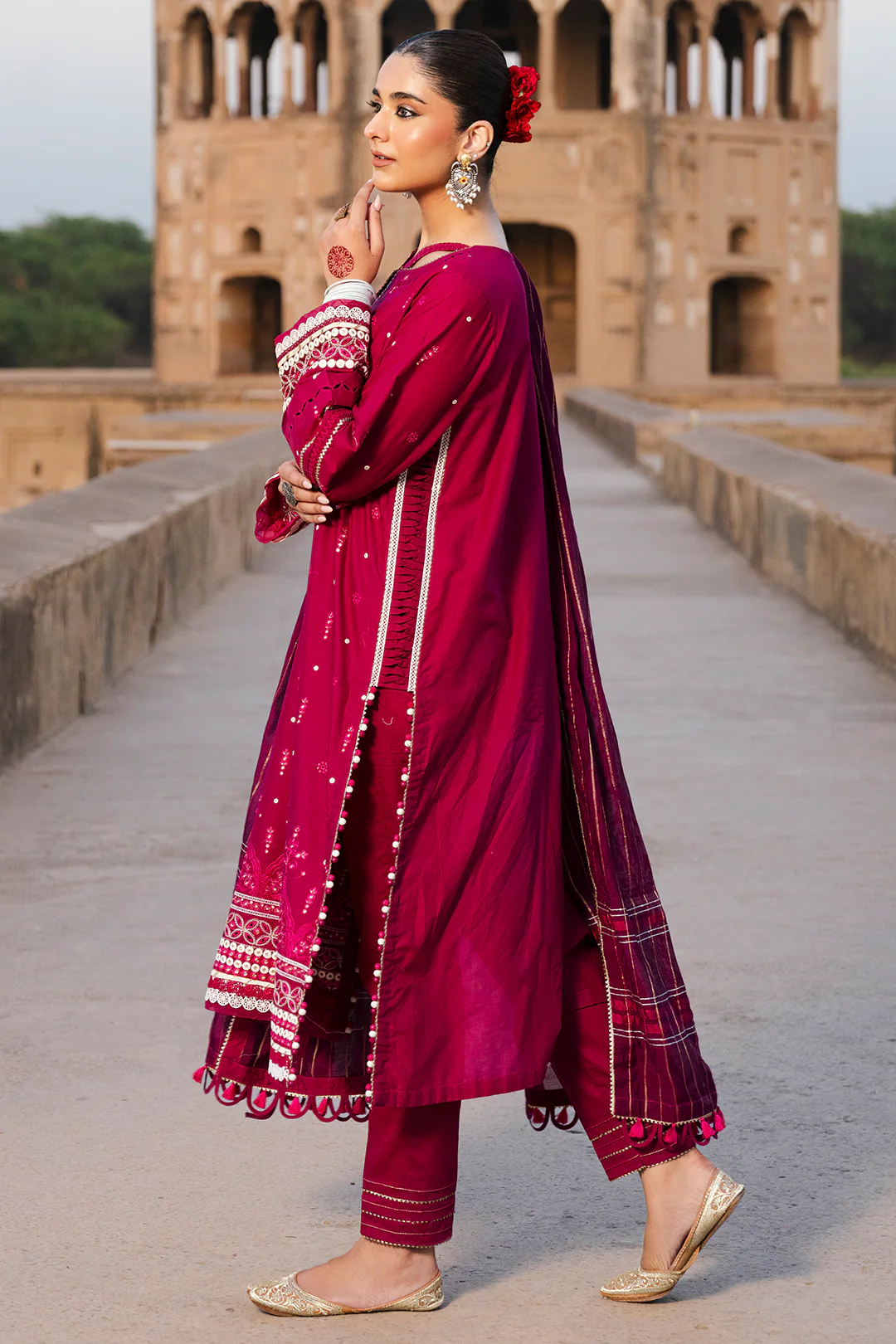 Embroidered Shirt Shalwar Dupatta - 0824 - Image 10