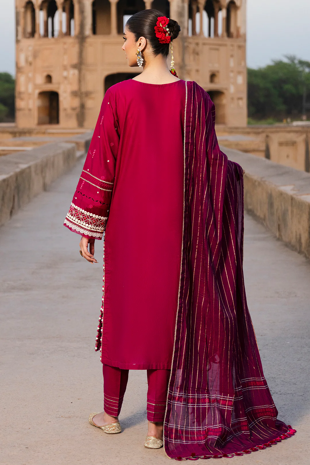 Embroidered Shirt Shalwar Dupatta - 0824 - Image 11