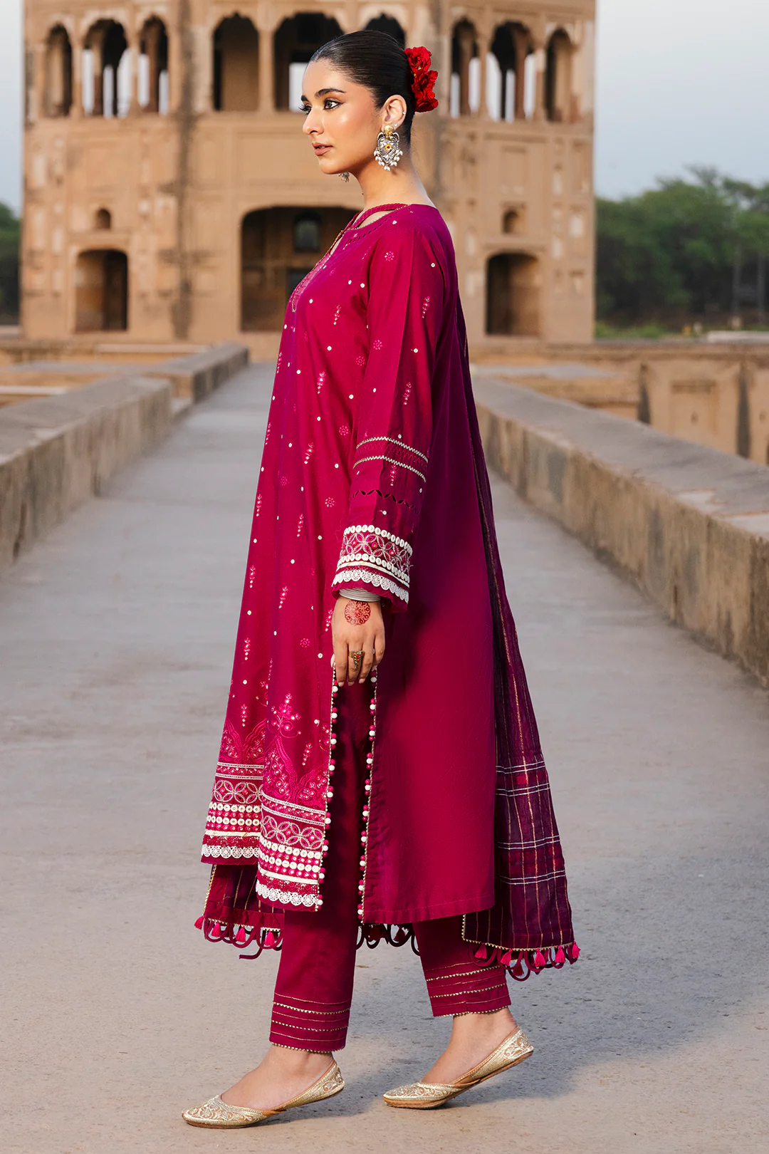 Embroidered Shirt Shalwar Dupatta - 0824 - Image 3