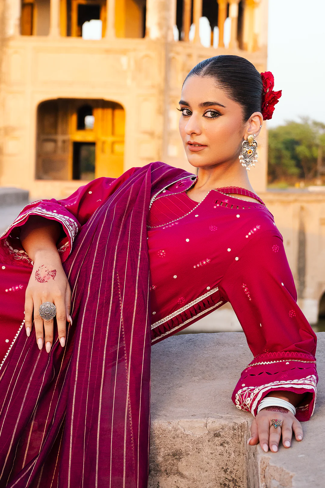 Embroidered Shirt Shalwar Dupatta - 0824 - Image 4