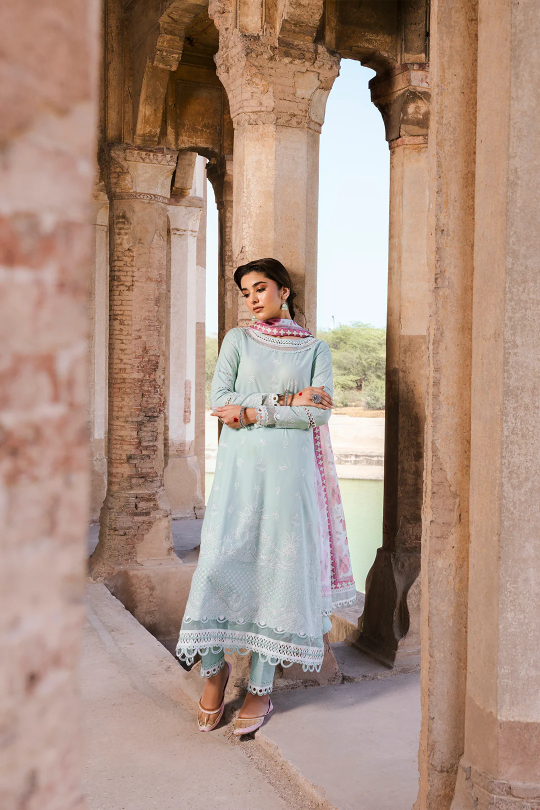 Embroidered Shirt Shalwar Dupatta - 0826 - Image 10