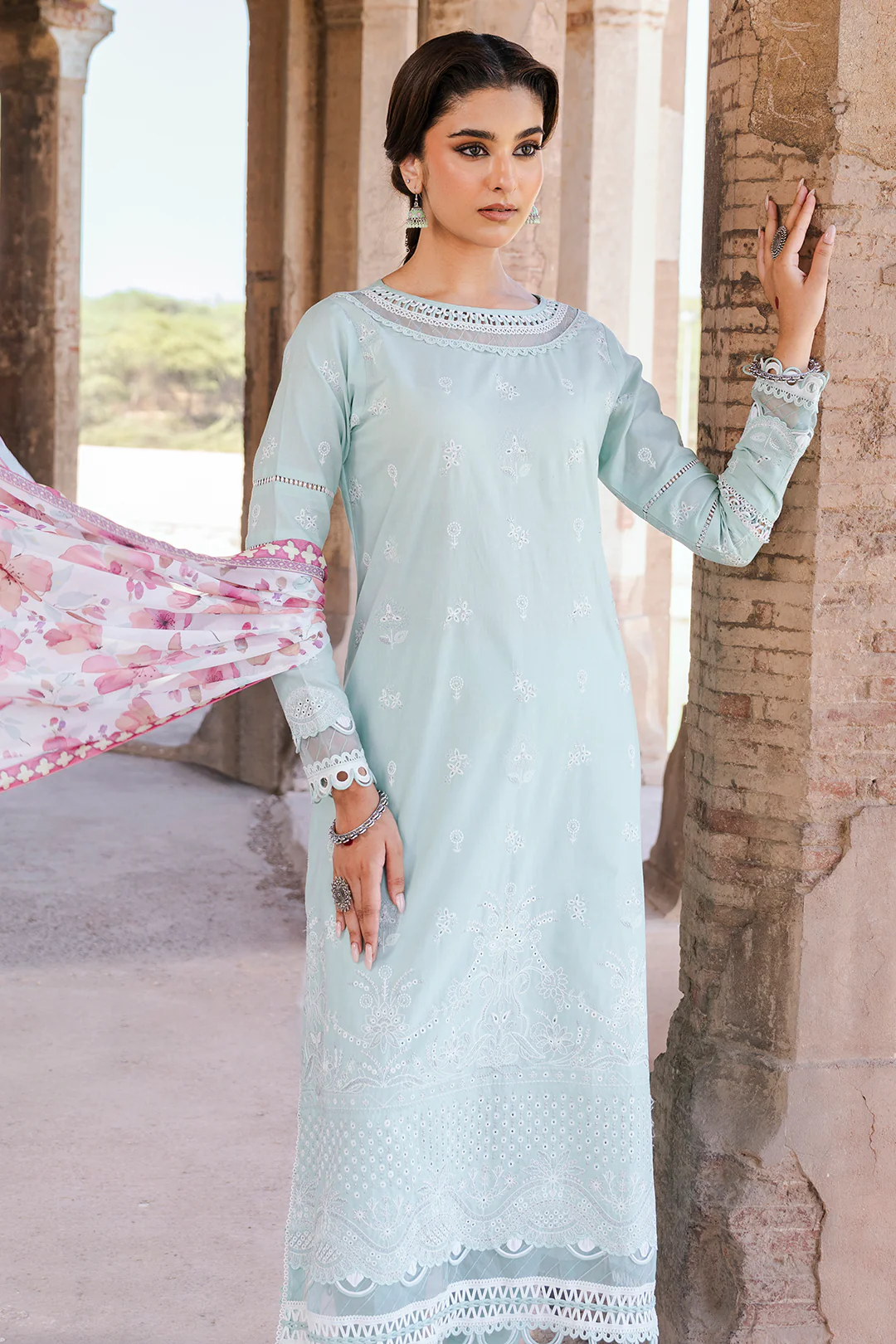 Embroidered Shirt Shalwar Dupatta - 0826 - Image 2