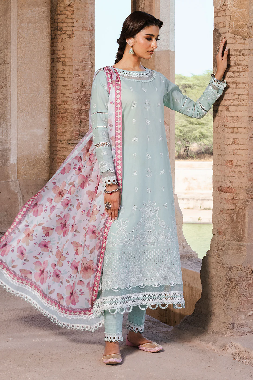 Embroidered Shirt Shalwar Dupatta - 0826 - Image 3