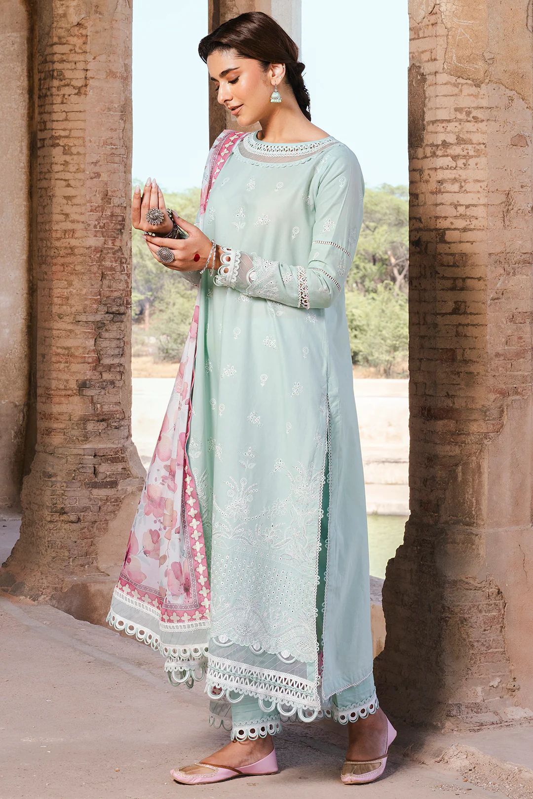 Embroidered Shirt Shalwar Dupatta - 0826 - Image 5