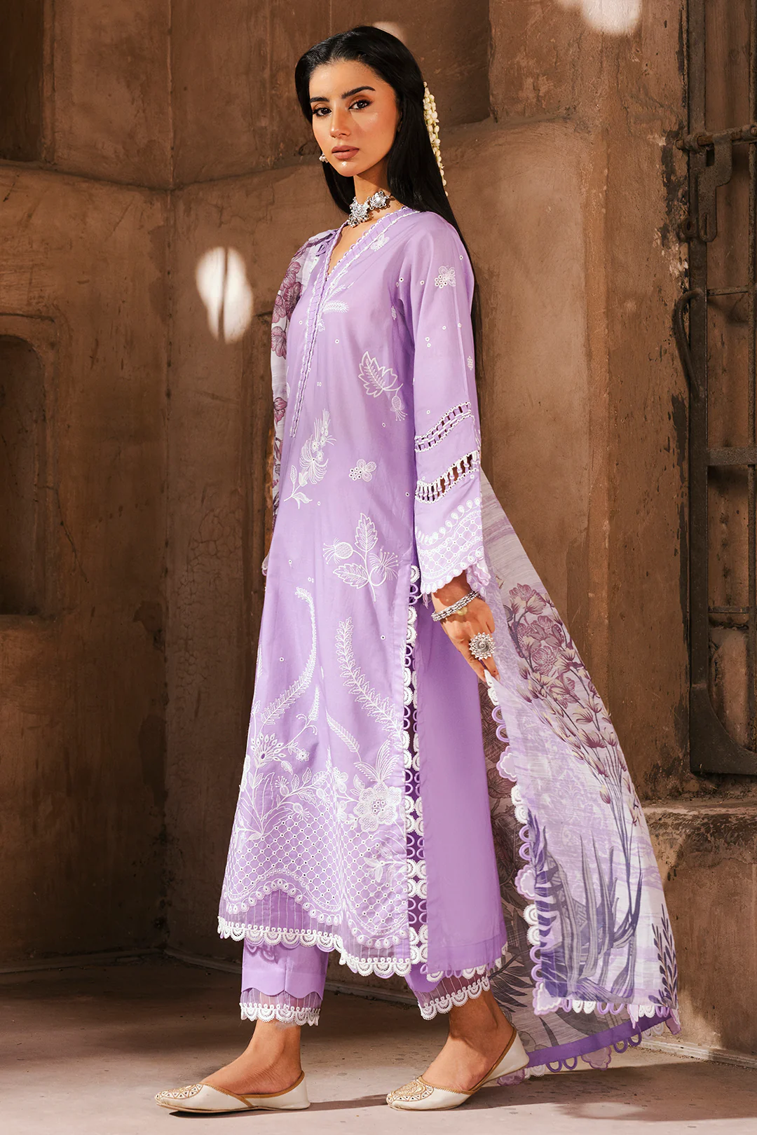 Embroidered Shirt Shalwar Dupatta - 0827 - Image 3