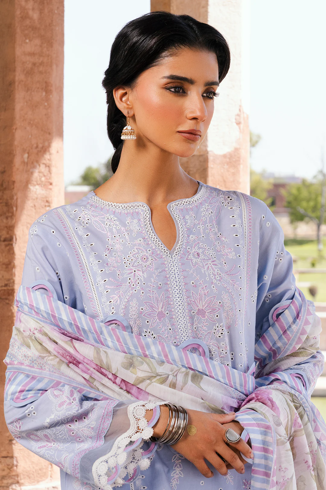 Embroidered Shirt Shalwar Dupatta - 0830 - Image 2