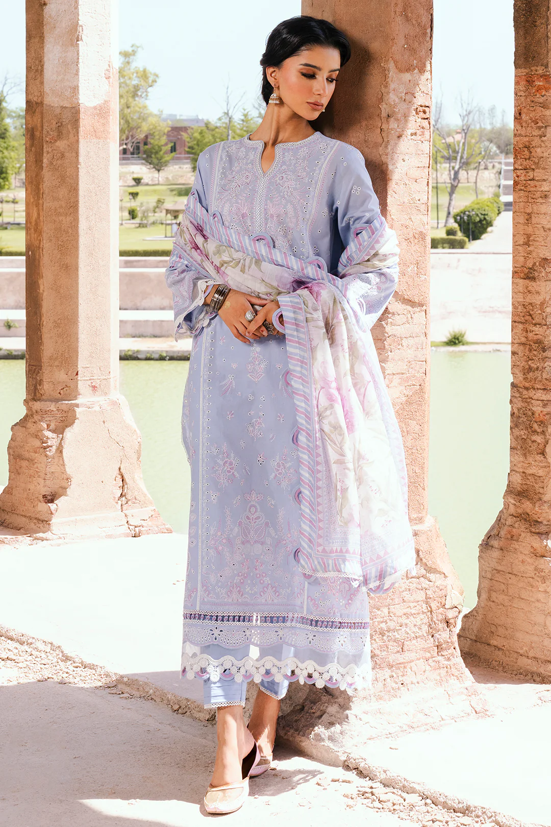 Embroidered Shirt Shalwar Dupatta - 0830 - Image 3