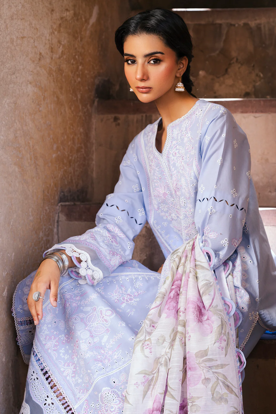Embroidered Shirt Shalwar Dupatta - 0830 - Image 4