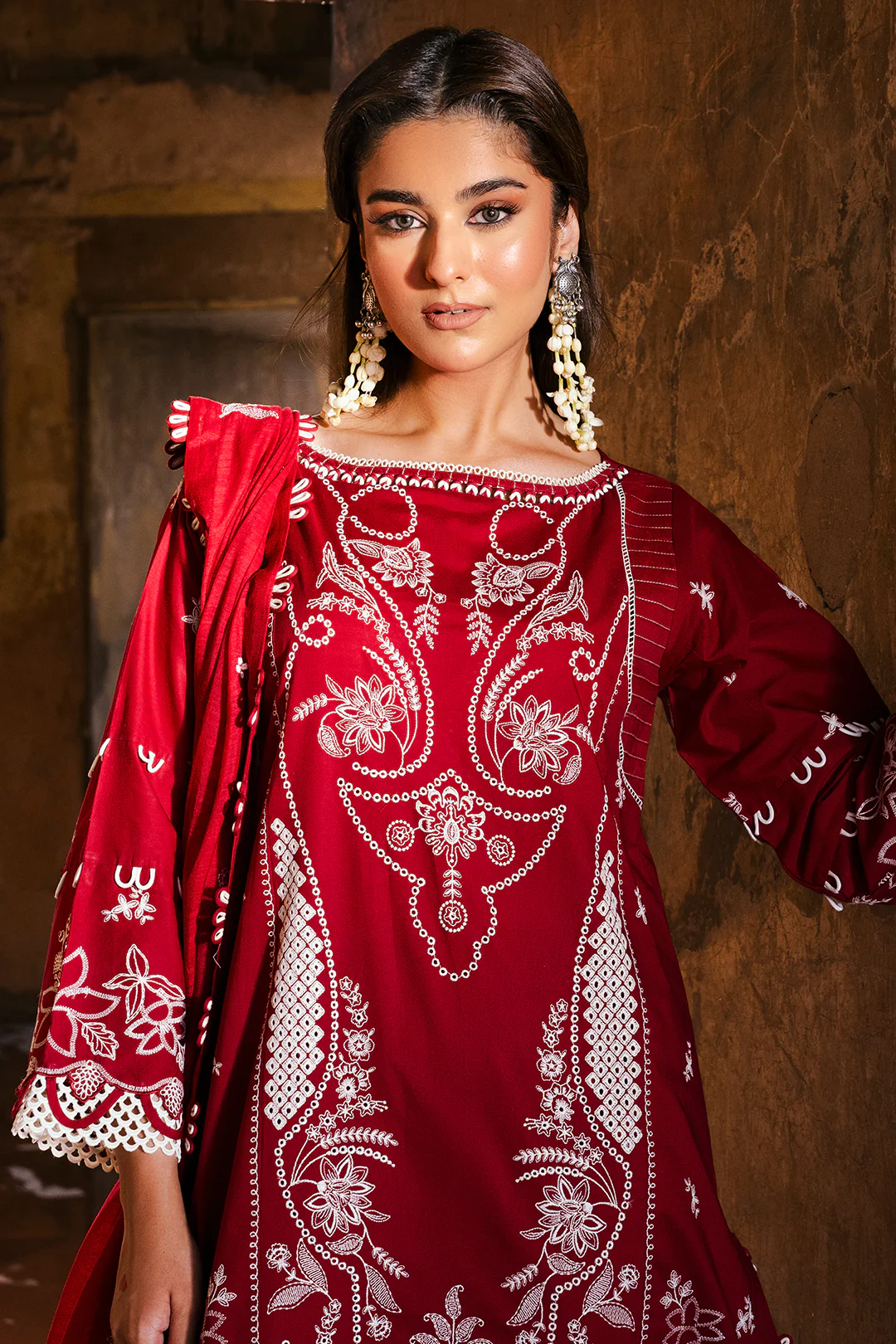 Embroidered Shirt Shalwar Dupatta - 0837 - Image 7