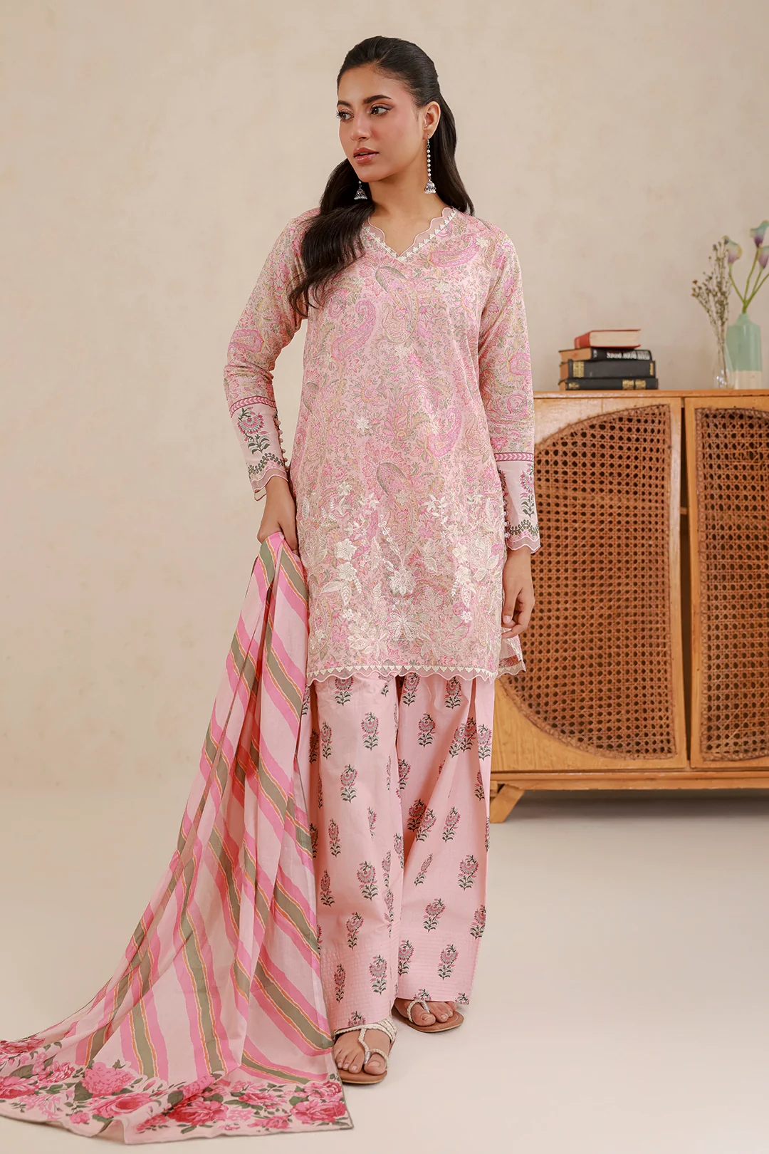 Embroidered Shirt Shalwar Dupatta - 0431 - Image 4