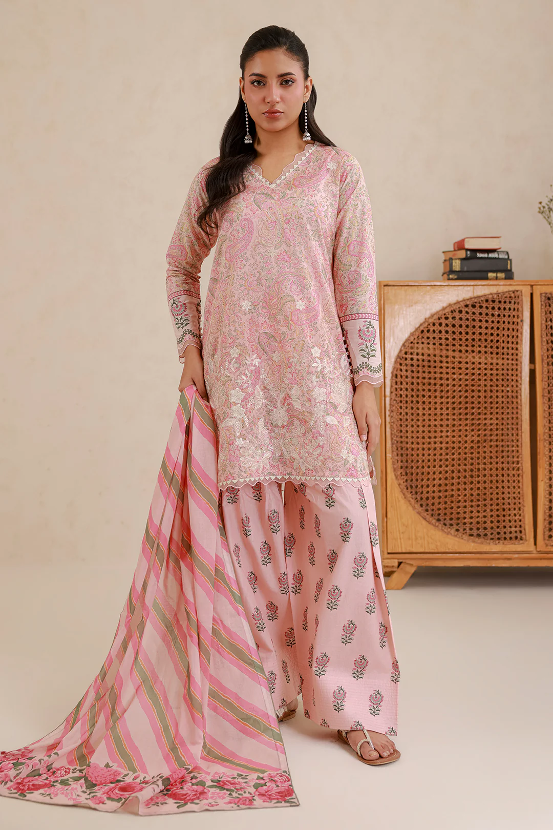 Embroidered Shirt Shalwar Dupatta - 0431 - Image 6