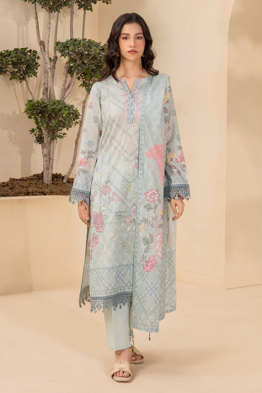 Embroidered Shirt Shalwar Dupatta - 0435 - Image 5