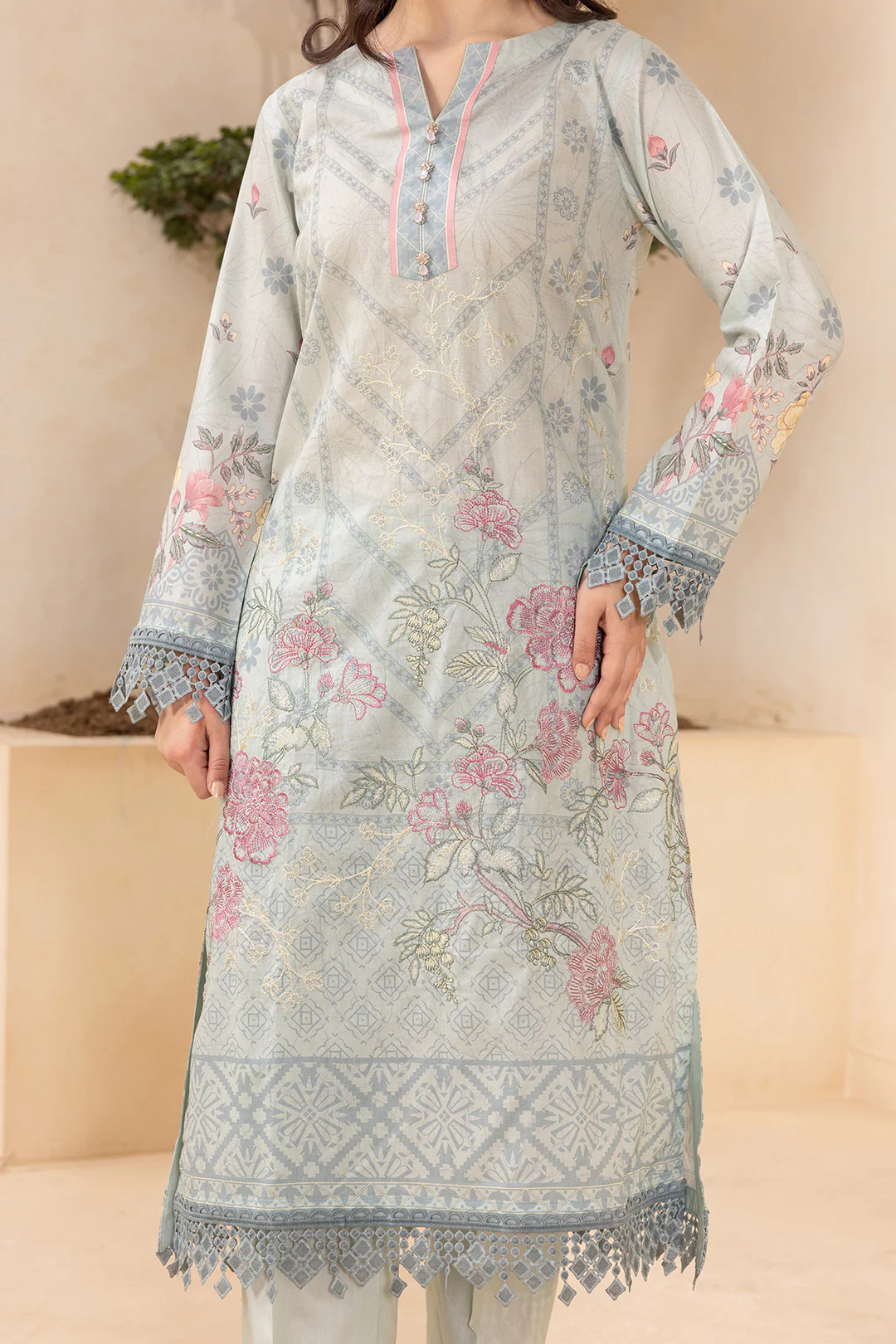 Embroidered Shirt Shalwar Dupatta - 0435 - Image 7