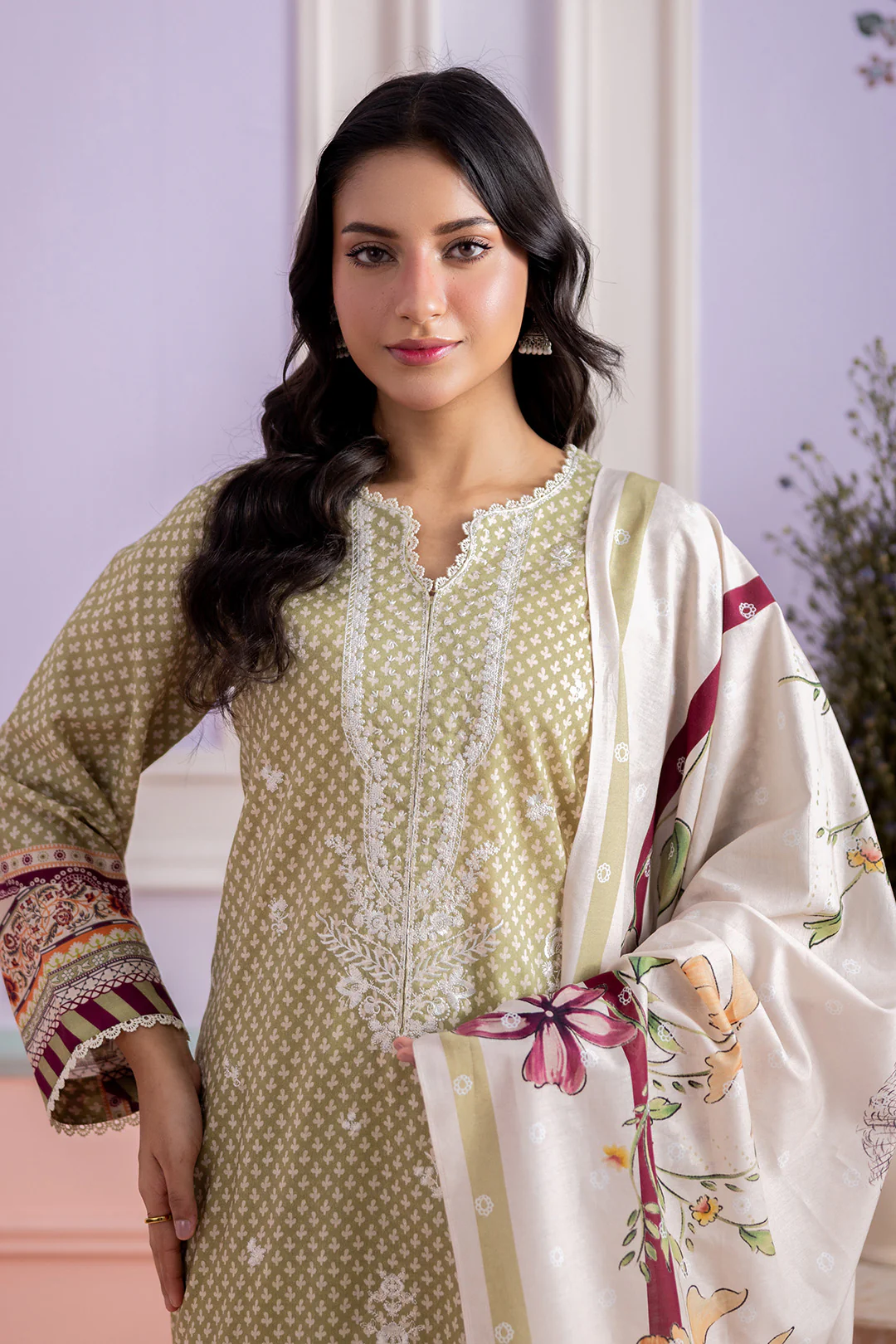 Embroidered Shirt Shalwar Dupatta - 0444 - Image 2