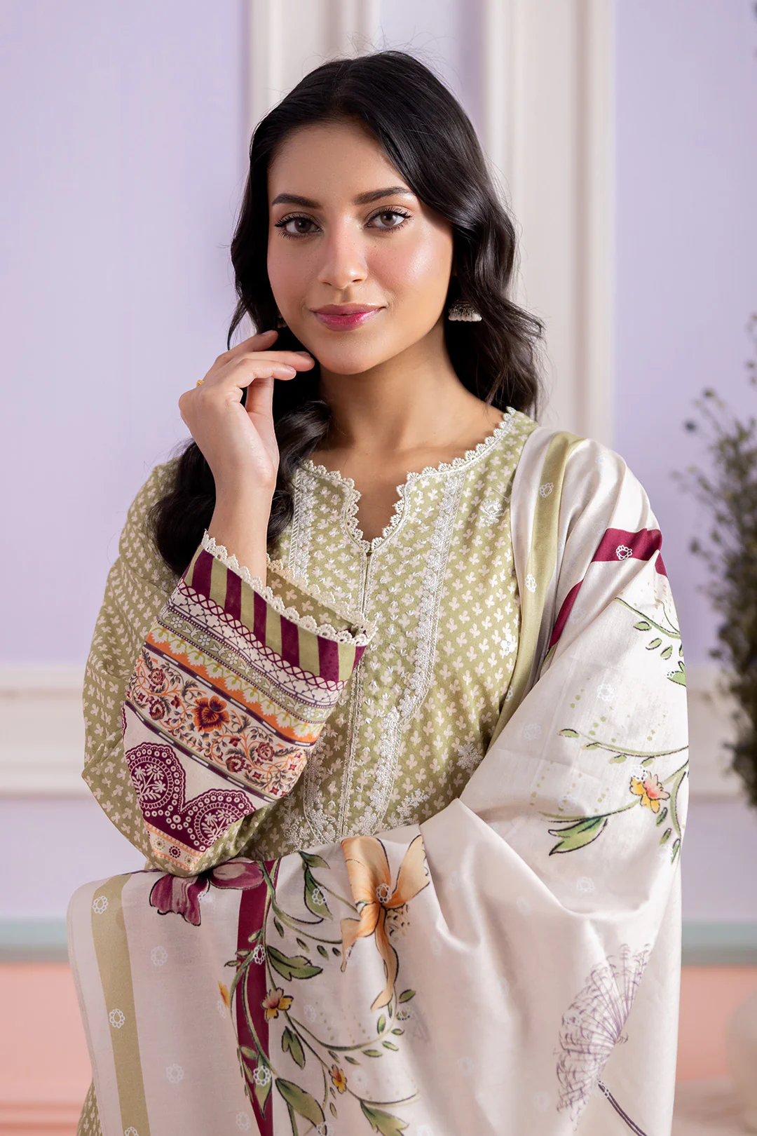 Embroidered Shirt Shalwar Dupatta - 0444 - Image 3