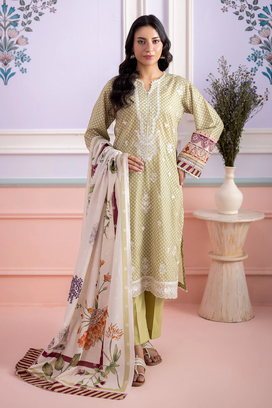 Embroidered Shirt Shalwar Dupatta - 0444 - Image 4