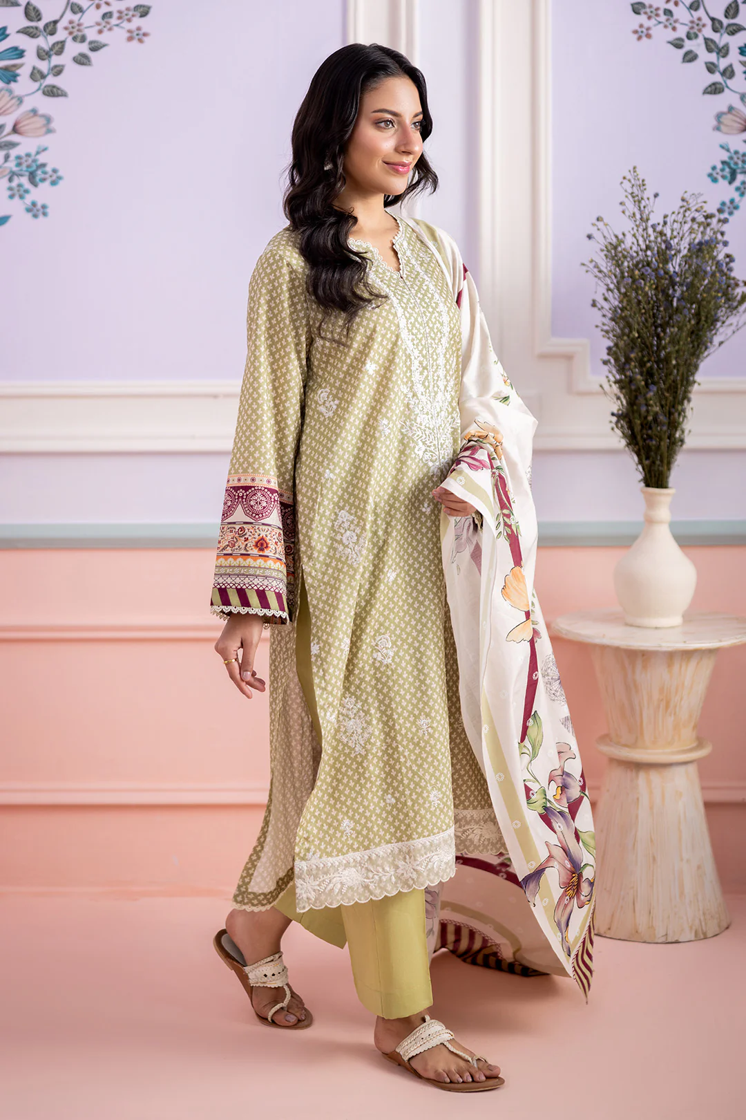 Embroidered Shirt Shalwar Dupatta - 0444 - Image 7