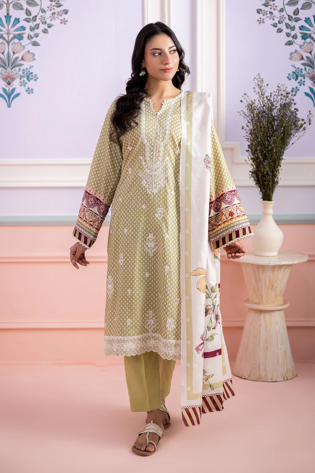 Embroidered Shirt Shalwar Dupatta - 0444 - Image 9