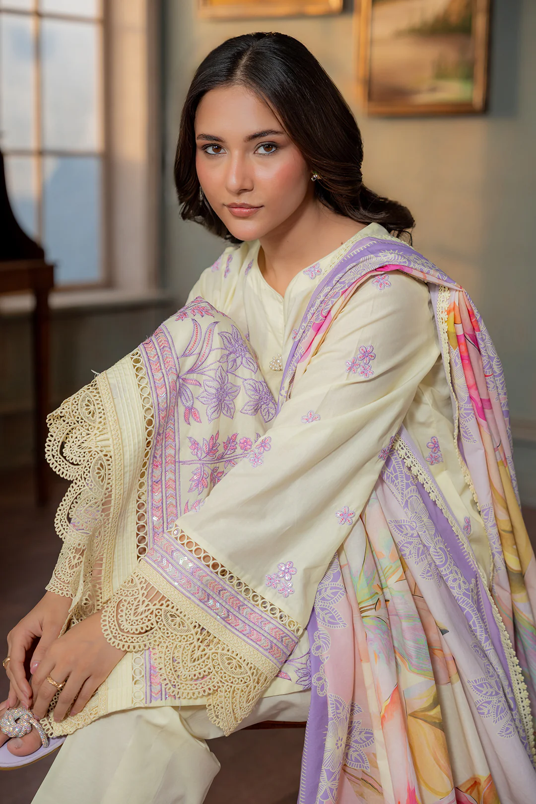 Embroidered Shirt Shalwar Dupatta - 0445 - Image 3
