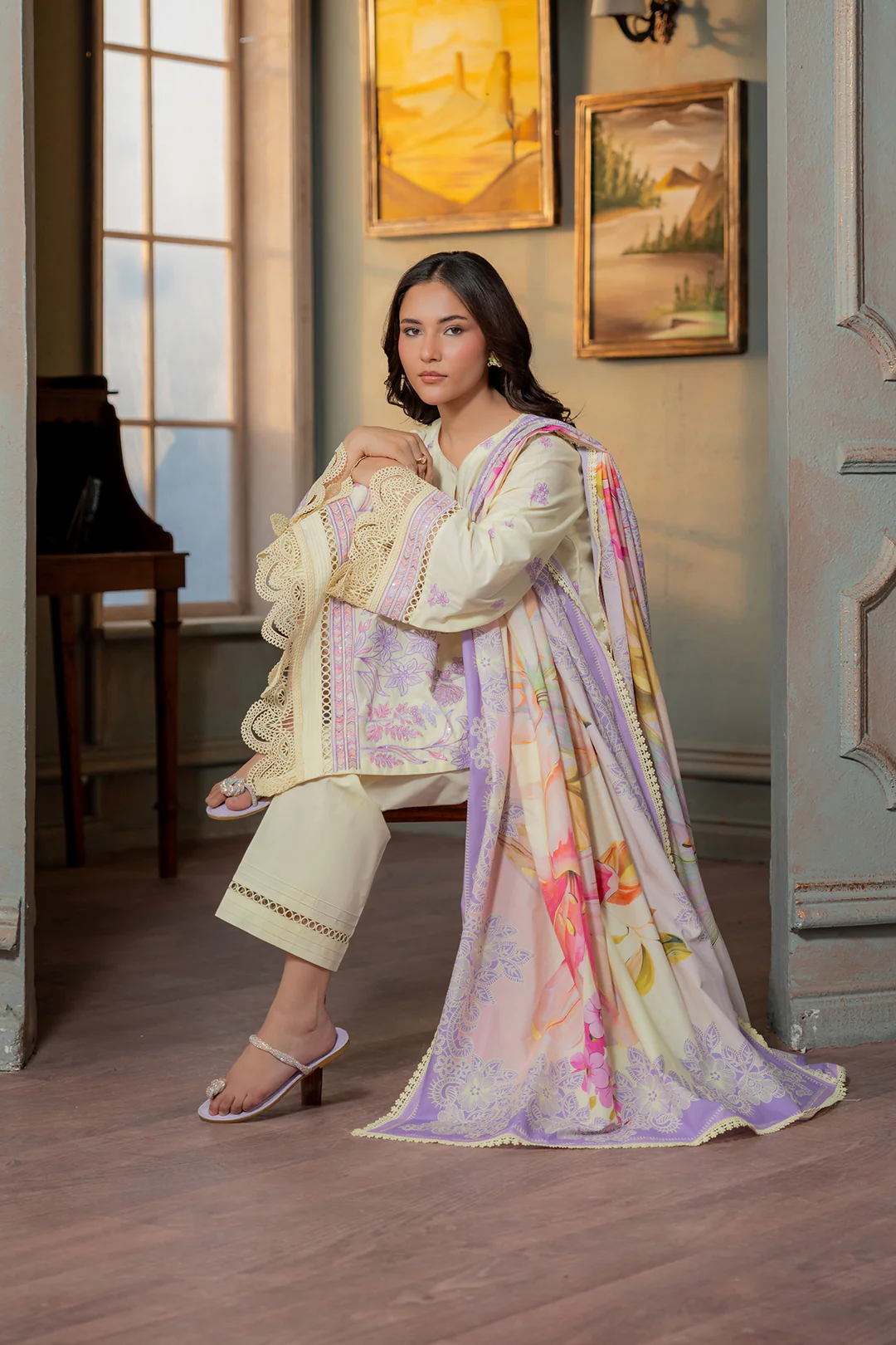 Embroidered Shirt Shalwar Dupatta - 0445 - Image 9