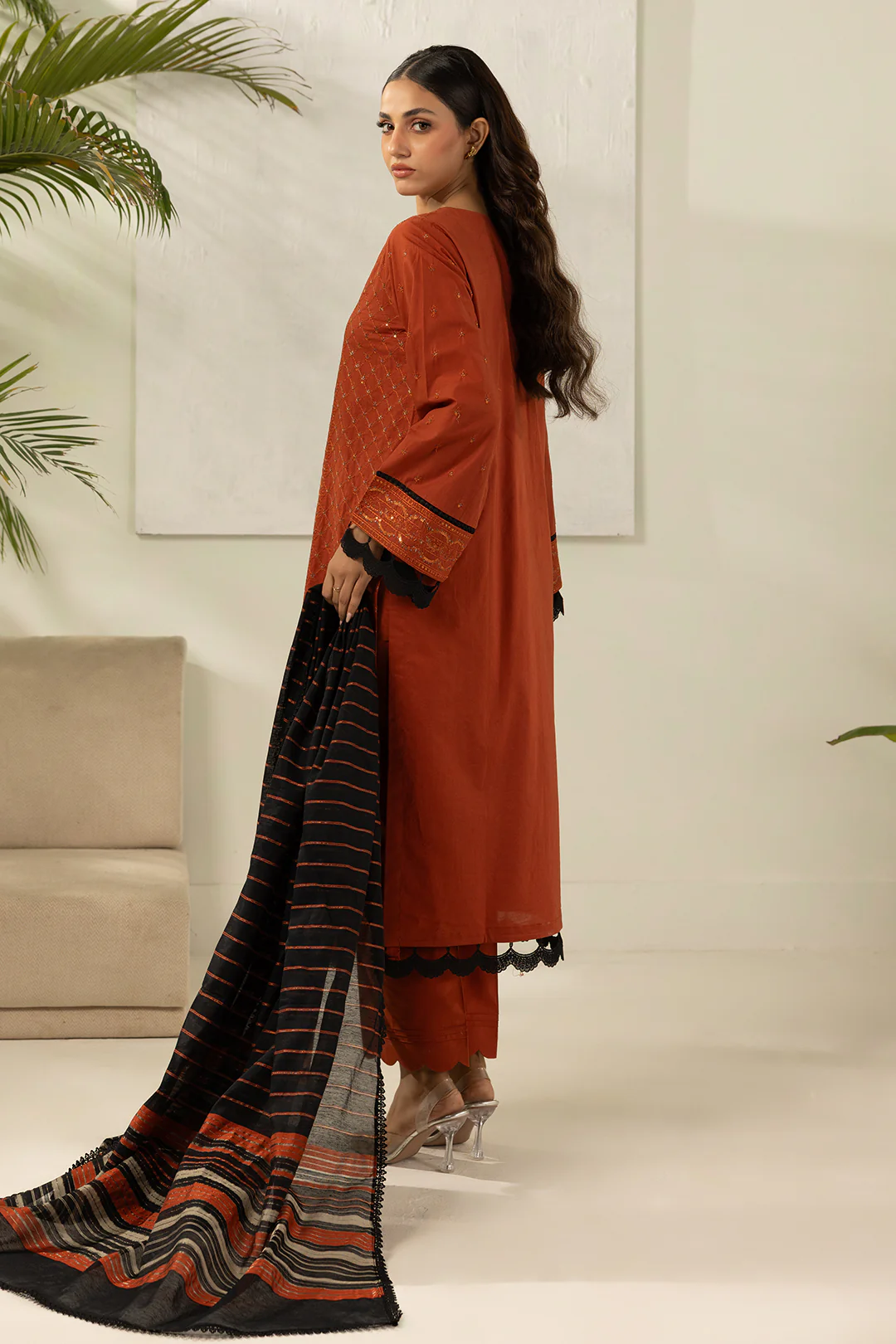 Embroidered Shirt Shalwar Dupatta - 0448 - Image 7