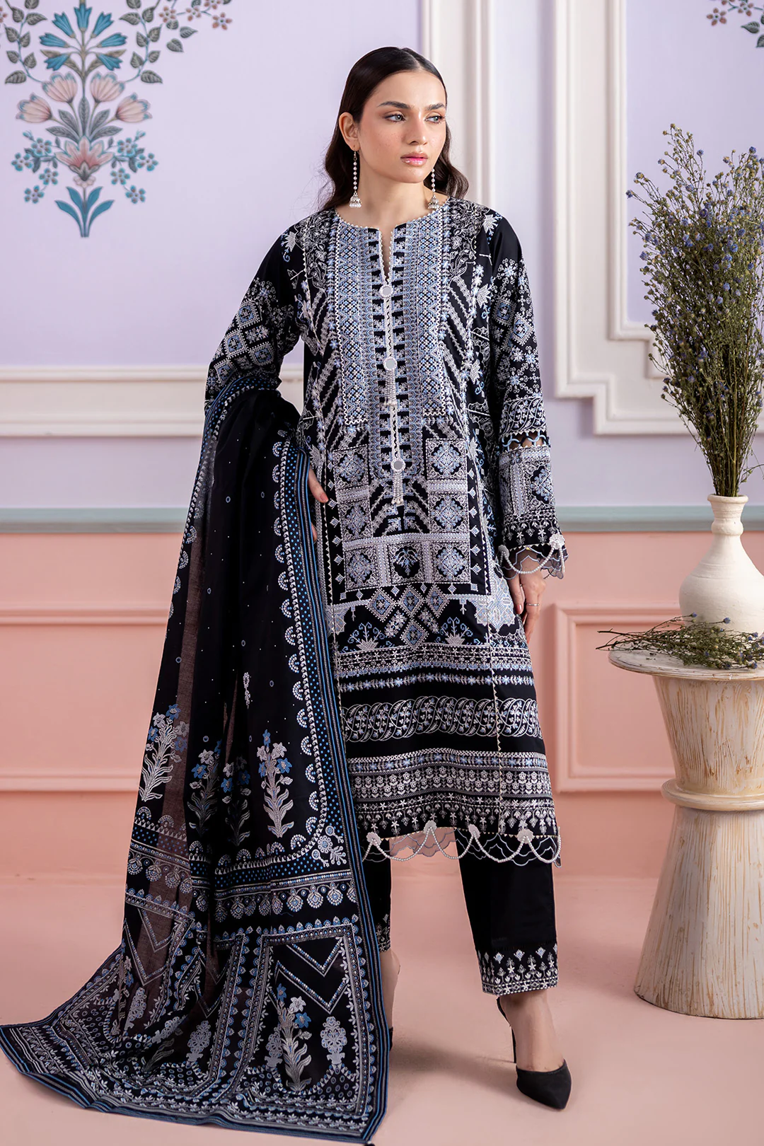 Embroidered Shirt Shalwar Dupatta - 0449 - Image 2