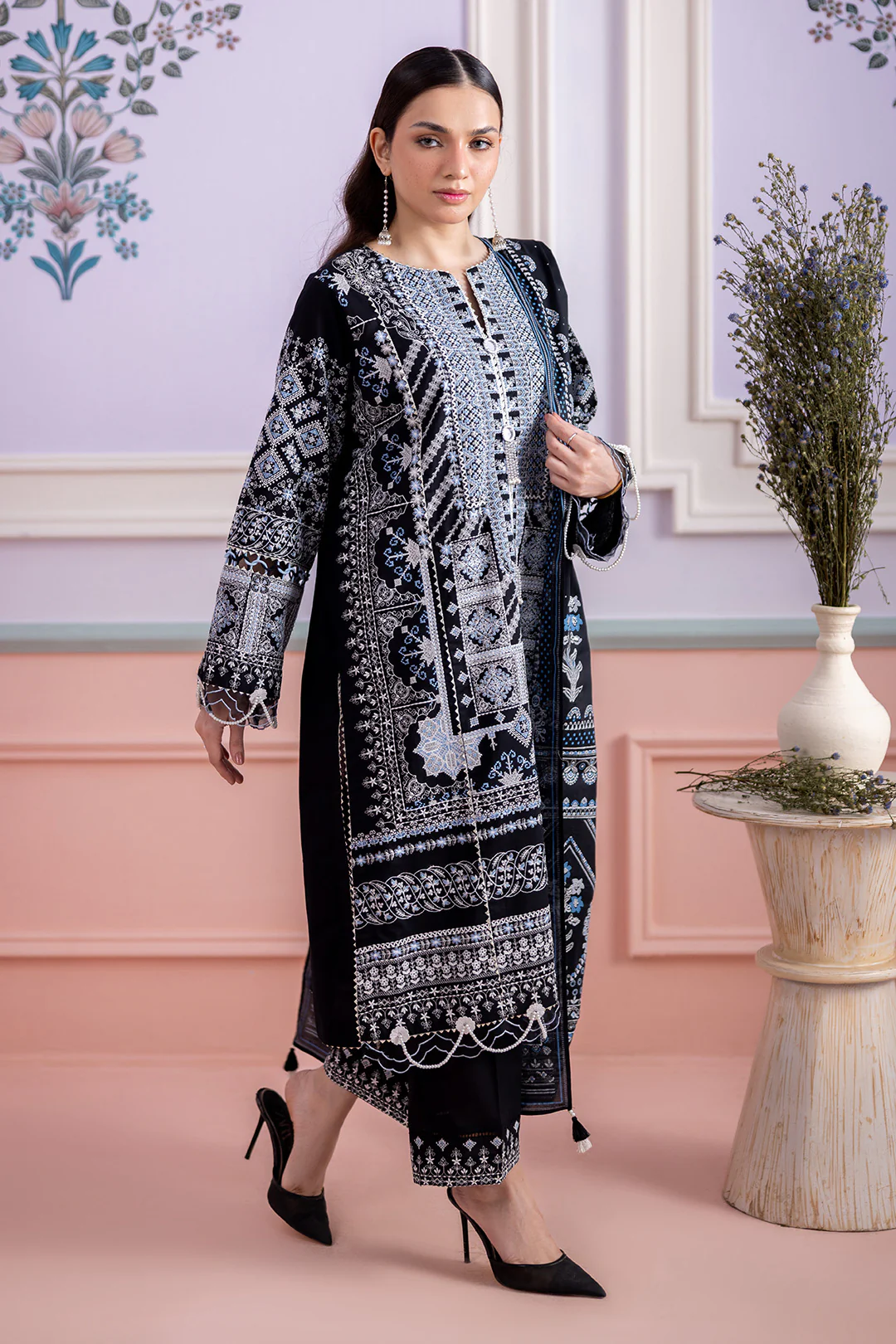 Embroidered Shirt Shalwar Dupatta - 0449 - Image 4