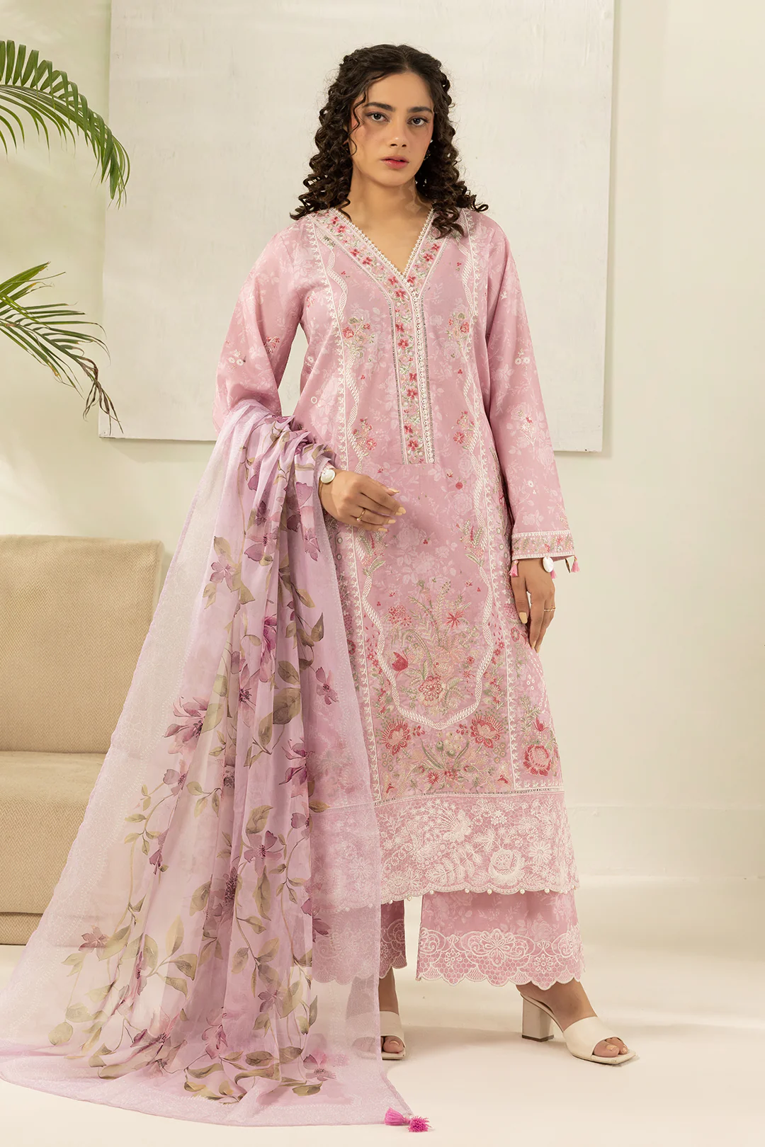 Embroidered Shirt Shalwar Dupatta - 0454 - Image 6