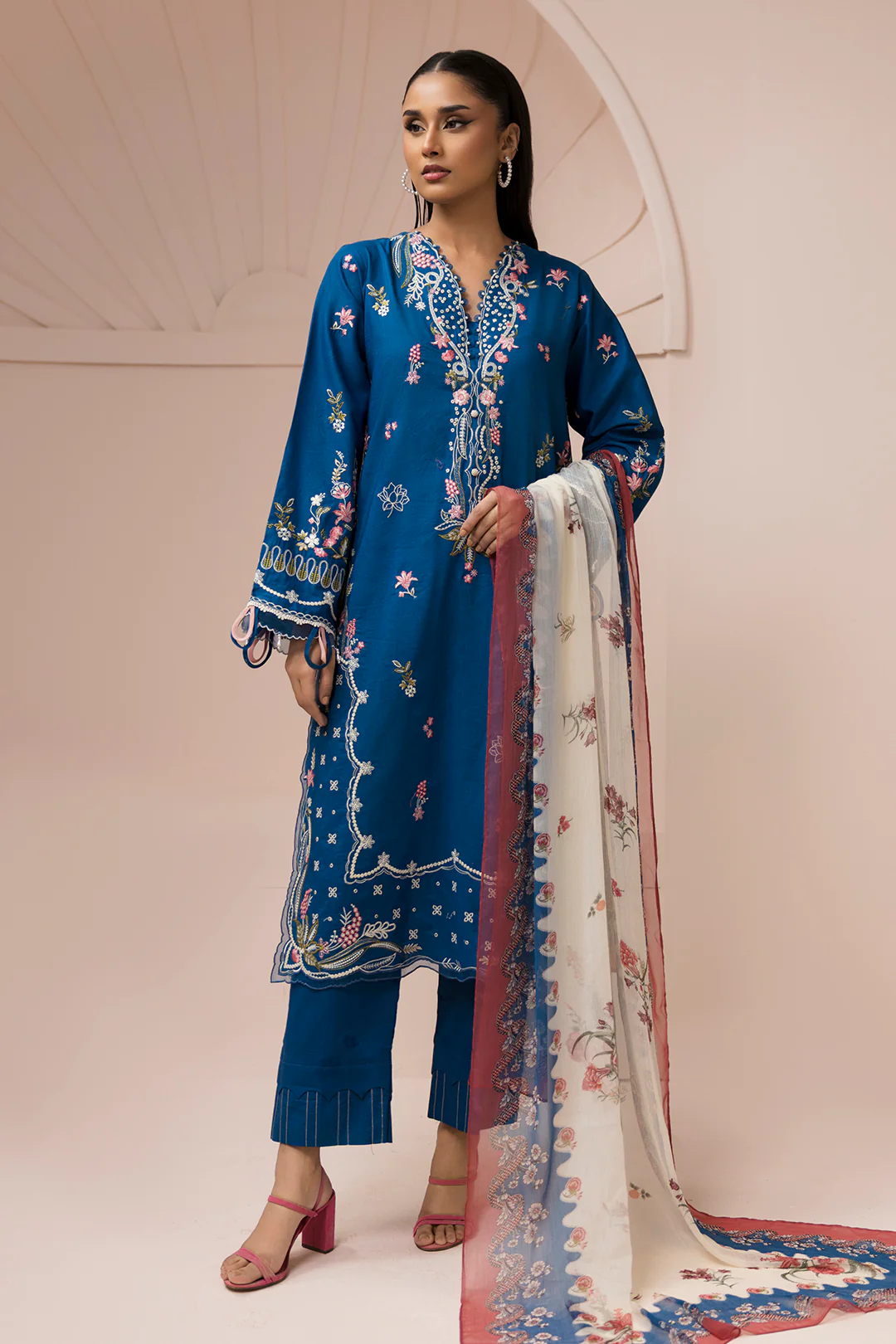 Embroidered Shirt Shalwar Dupatta - 0455 - Image 2
